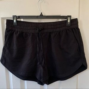 H&M Black pull on Sweat Shorts with Drawstring-NEW